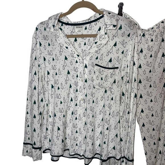 Soma Womens Two Piece Pajama PJ Set Size Large Abstract Tree Print - Picture 3 of 8
